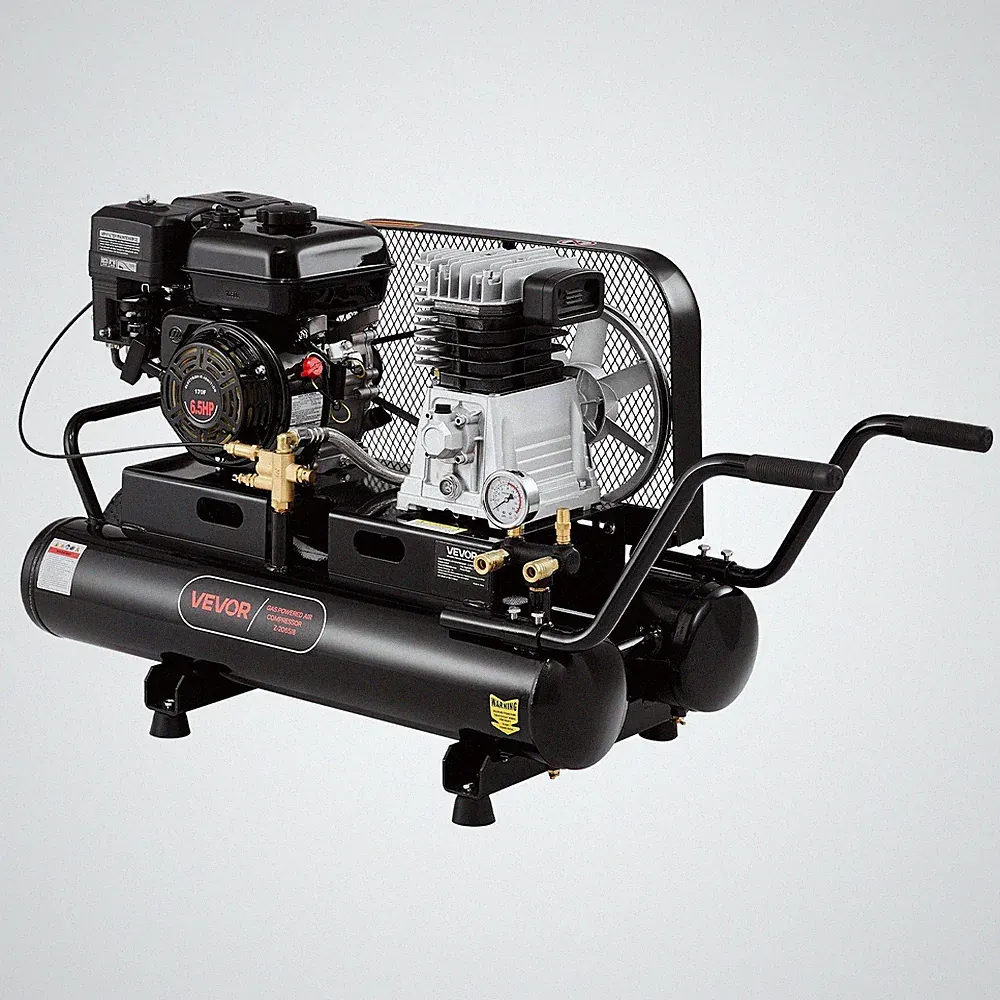Gas-Powered Air Compressor: 9-Gal Twin Tanks, 6.5HP, 9CFM