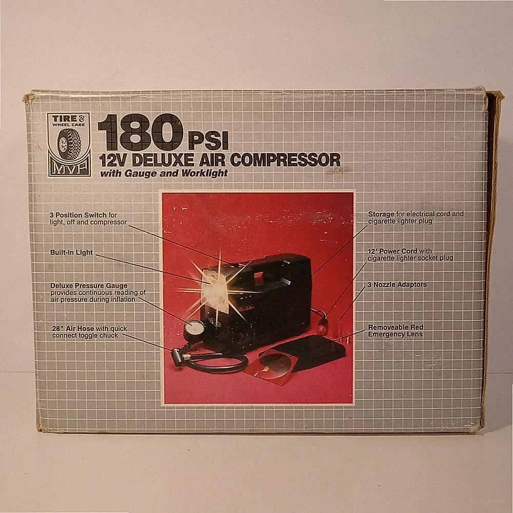 Tire & Wheel Care 180 PSI Deluxe Air Compressor w/ Gauge and Worklight MVP